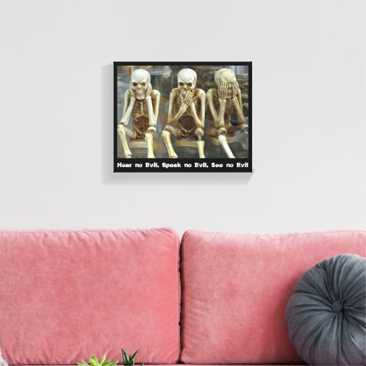 Hoor geen aambeeld, spreek geen aambeeld, zie geen canvas afdruk (Insitu (Woonkamer))