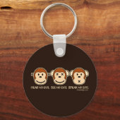 Hoor geen Kwaad Cartoon apen Sleutelhanger (Voorkant)