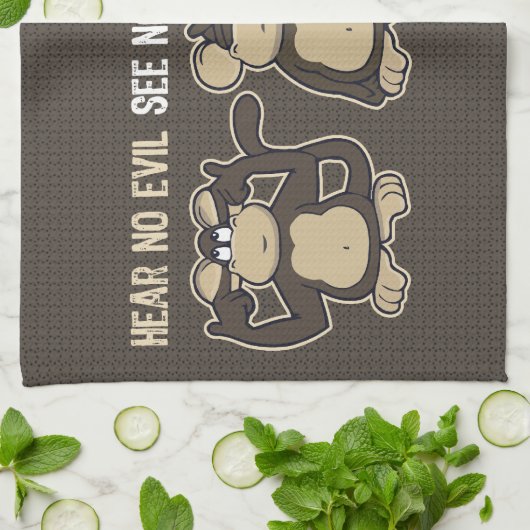 Hoor geen Kwaad Humor apen Theedoek (Gevouwen)