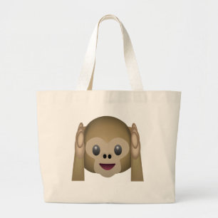 Hoor geen Kwaad Monkey Emoji Grote Tote Bag