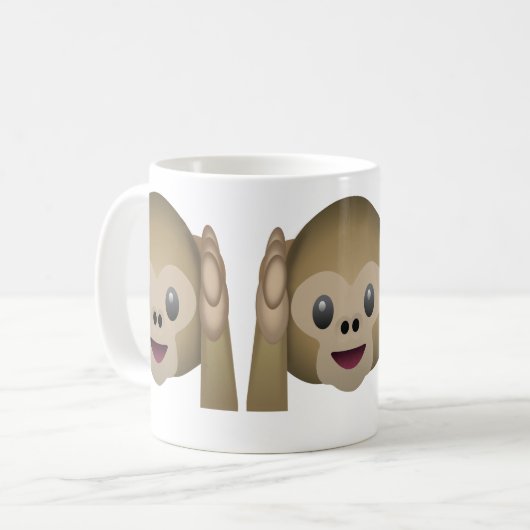 Hoor geen Kwaad Monkey Emoji Koffiemok (Voorkant links)