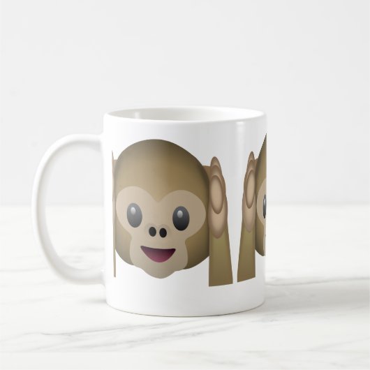 Hoor geen Kwaad Monkey Emoji Koffiemok (Links)