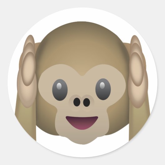 Hoor geen Kwaad Monkey Emoji Ronde Sticker (Voorkant)
