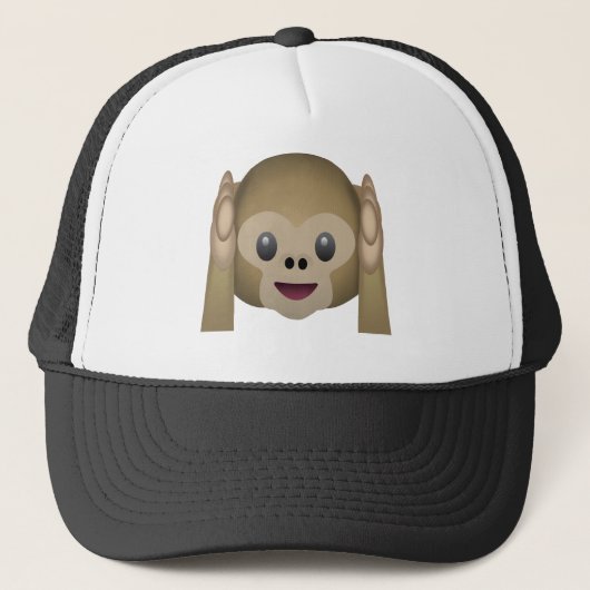 Hoor geen Kwaad Monkey Emoji Trucker Pet (Voorkant)
