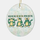 Hoor geen Kwaad Monkeys Greens Keramisch Ornament (Links)
