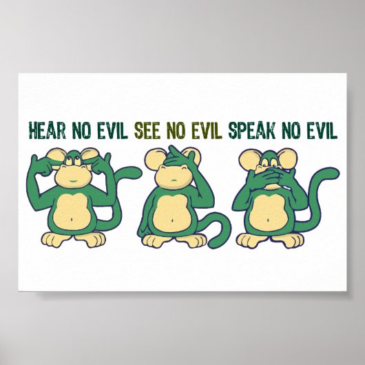 Hoor geen Kwaad Monkeys Greens Poster (Voorkant)