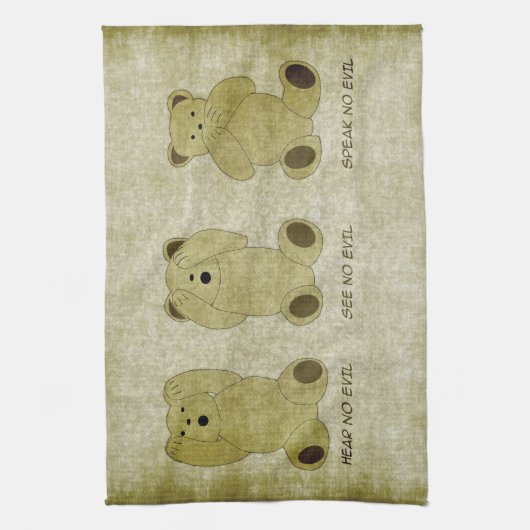 Hoor Geen kwaad Teddy Bears Kitchen Towel Theedoek (Verticaal)