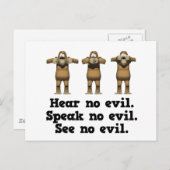 Hoor geen zwarte apen briefkaart (Voorkant / Achterkant)