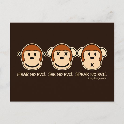 Hoor geen zwarte apen briefkaart (Voorkant)