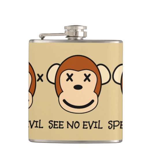 Hoor geen zwarte apen heupfles (Voorkant)