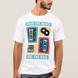 Hoor hoe de muziek de baars voelt muziek van 90 t-shirt