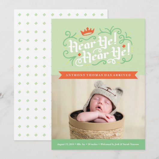 Hoor je! Hoor je! Geboorteaankondiging in het groe Aankondiging (Voorkant / Achterkant)