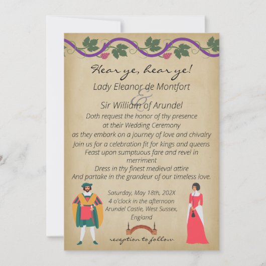 HOOR JE! middeleeuwse faux perkament bruiloft Kaart (Voorkant)