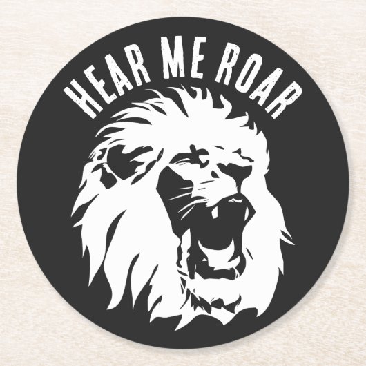 Hoor me Roar Lion Face Ronde Kartonnen Onderzetter (Voorkant)