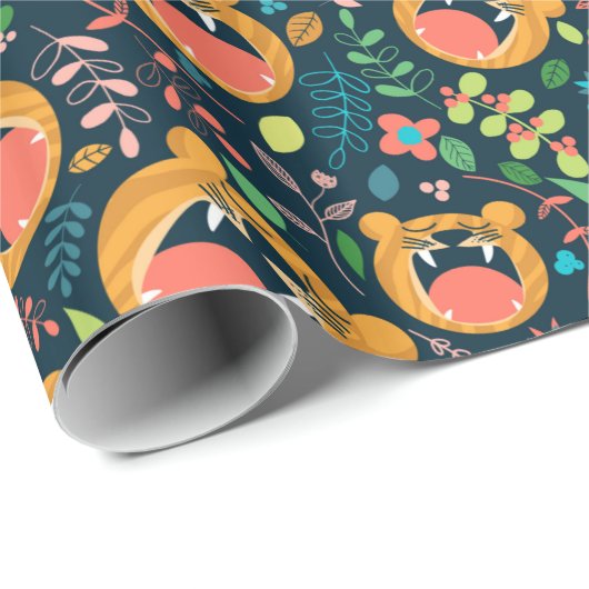 Hoor me Roar Tiger Oerwoud Animals Kinder Cadeaupapier (Rol Hoek)