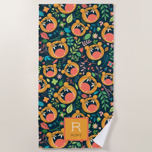 Hoor me Roar Tiger Oerwoud Gepersonaliseerd Strandlaken (Voorkant)