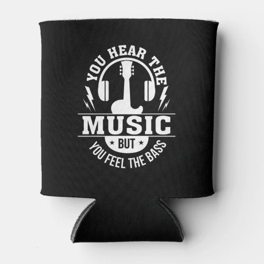 Hoor Muziek voelen een bass-gitaarspeler Blikjeskoeler (Voorkant)