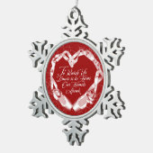 Hoor onze ballet harten Snowflake Pewter Kerstmis Tin Sneeuwvlok Ornament (Rechts)