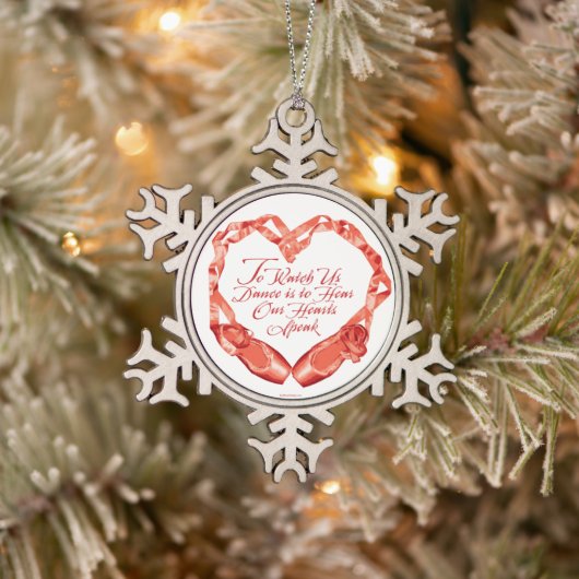 Hoor onze ballet harten Snowflake Pewter Kerstmis  Tin Sneeuwvlok Ornament (Boom)