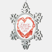 Hoor onze ballet harten Snowflake Pewter Kerstmis  Tin Sneeuwvlok Ornament (Rechts)