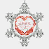 Hoor onze ballet harten Snowflake Pewter Kerstmis  Tin Sneeuwvlok Ornament (Voorkant)