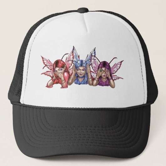 Hoor, spreek, zie geen aambeeld trucker pet (Voorkant)