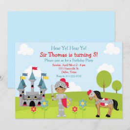 Hoor Ye African American Knight Birthday Party Kaart