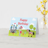 Hoor Ye Black Hair Schattige Ridder Verjaardag Kaart (Gele Bloem)