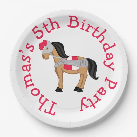 Hoor Ye Blonde Cute Knight Horse Papieren Bordje (Voorkant)