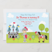 Hoor Ye Brunette Cute Knight Birthday Party Kaart (Voorkant)