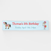 Hoor Ye Brunette Cute Knight Birthday Party Spandoek (Horizontaal)