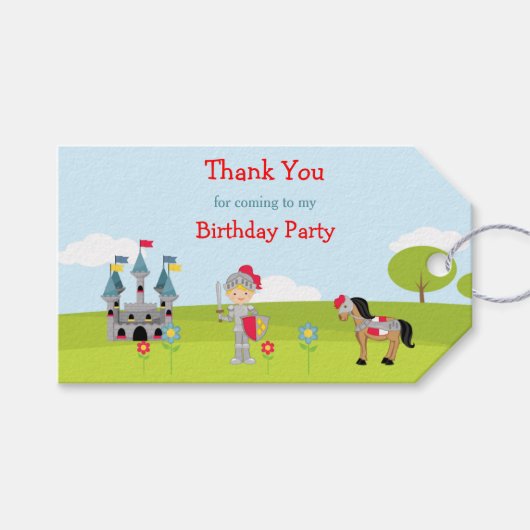 Hoor Ye Schattige Blonde Knight Gift Label Cadeaulabel (Voorkant (Horizontaal))