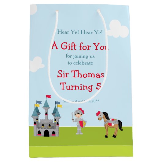 Hoor Ye zwart haar Schattige ridder verjaardagsfee Medium Cadeauzakje (Voorkant)