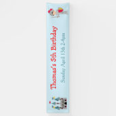 Hoor Ye zwart haar Schattige ridder verjaardagsfee Spandoek (Verticaal)