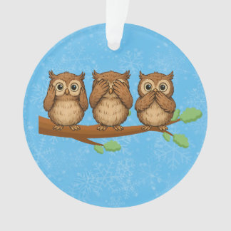 Hoor, Zie en Spreek Geen Kwaad Uilen Ornament