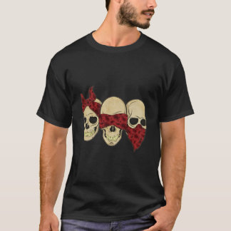 Hoor Zie Spreek Geen Kwaad Schedel Hoofden T-shirt