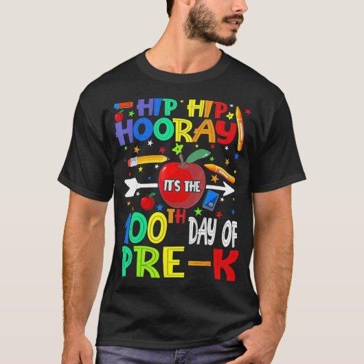 Hooray, 100e dag van de leerkrachten-studenten t-shirt (Voorkant)