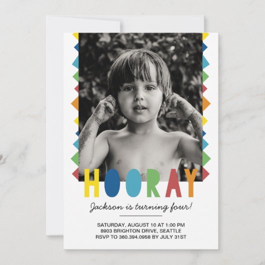 Hooray Birthday Uitnodiging (Voorkant)