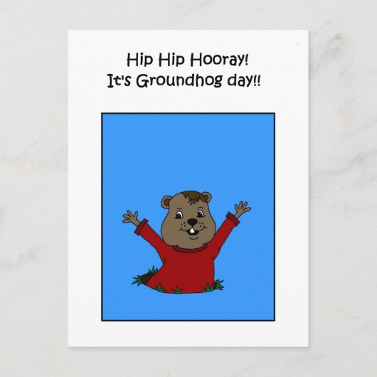 Hooray haar briefkaart op de Groundhog dag (Voorkant)