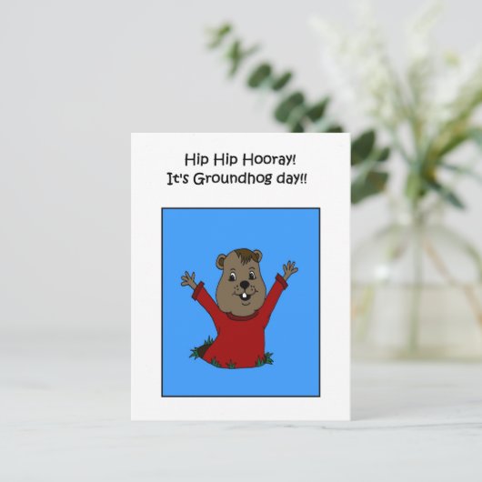 Hooray haar briefkaart op de Groundhog dag (Staand voorkant)