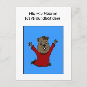 Hooray haar briefkaart op de Groundhog dag