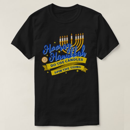 Hooray Hanukkah Hebrew Menorah Dreidel Funny Jewis T-shirt (Design voorkant)