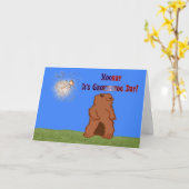 Hooray het is Dag Groundhog! De Lente van de Dag Kaart (Gele Bloem)