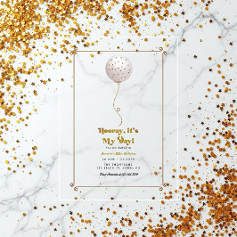 Hooray Het is mijn dag Confetti Balloon Verjaardag Acryl Uitnodigingen