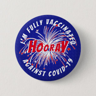 Hooray ik ben gevaccineerd Vuurwerk Ronde Button 5,7 Cm