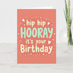Hooray Koraal Verjaardagskaart Kaart