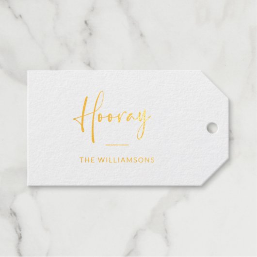 Hooray | Minimale kalligrafie-monogrammen goud Cadeaulabels (Voorkant (horizontaal))