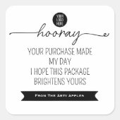 Hooray Thank You Sticker – Small Business Branding (Voorkant)