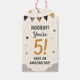 Hooray You're 5 Cadeaubijslage | Verjaardagsfeestj Cadeaulabel