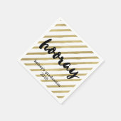 Hooray | Zwarte en Faux Gold Stripe Afstuderen Servet (Hoek)